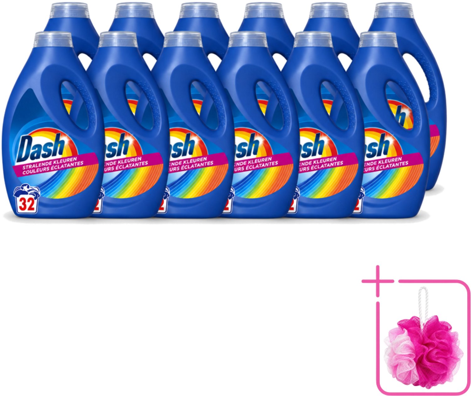 12 x Dash - Stralende Kleuren - Vloeibaar Wasmiddel - Gekleurde Was - 32 Wasbeurten - Bulkverpakking - Wasmiddel voor gekleurde kleding - Douchemop - Kleurbehoud