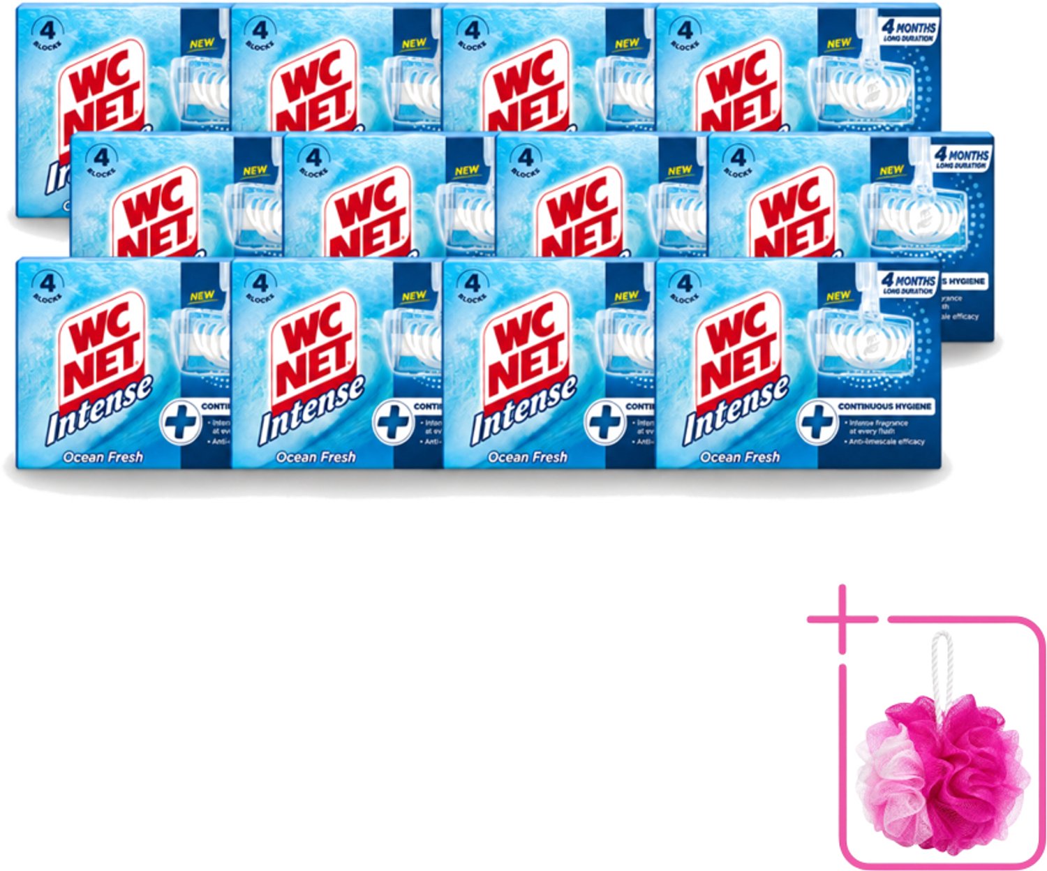 12 x WC Net - Toiletblok - Ocean Fresh - 4 Blokjes - Bulkverpakking - Toiletblok - Douchemop - Zuurstof