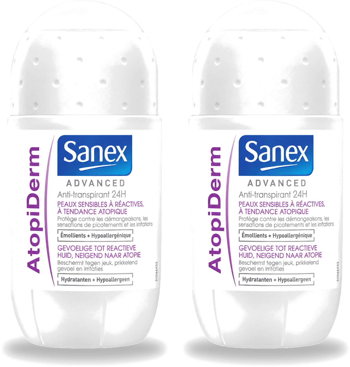 2 x Sanex Advanced - Gevoelig - Deodorant Roller - 24h Anti-Transpirant - Geavanceerd Atopiderm - 50 ml - Voordeelverpakking - 2 stuks