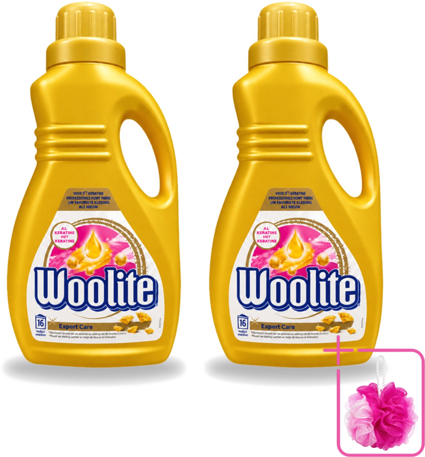 2 x Woolite Expert Care - Vloeibaar Wasmiddel - Met Keratine - Delicate Was - 16 Wasbeurten - 1L - Bulkverpakking - Delicate was - Douchemop - Keratine wasmiddel