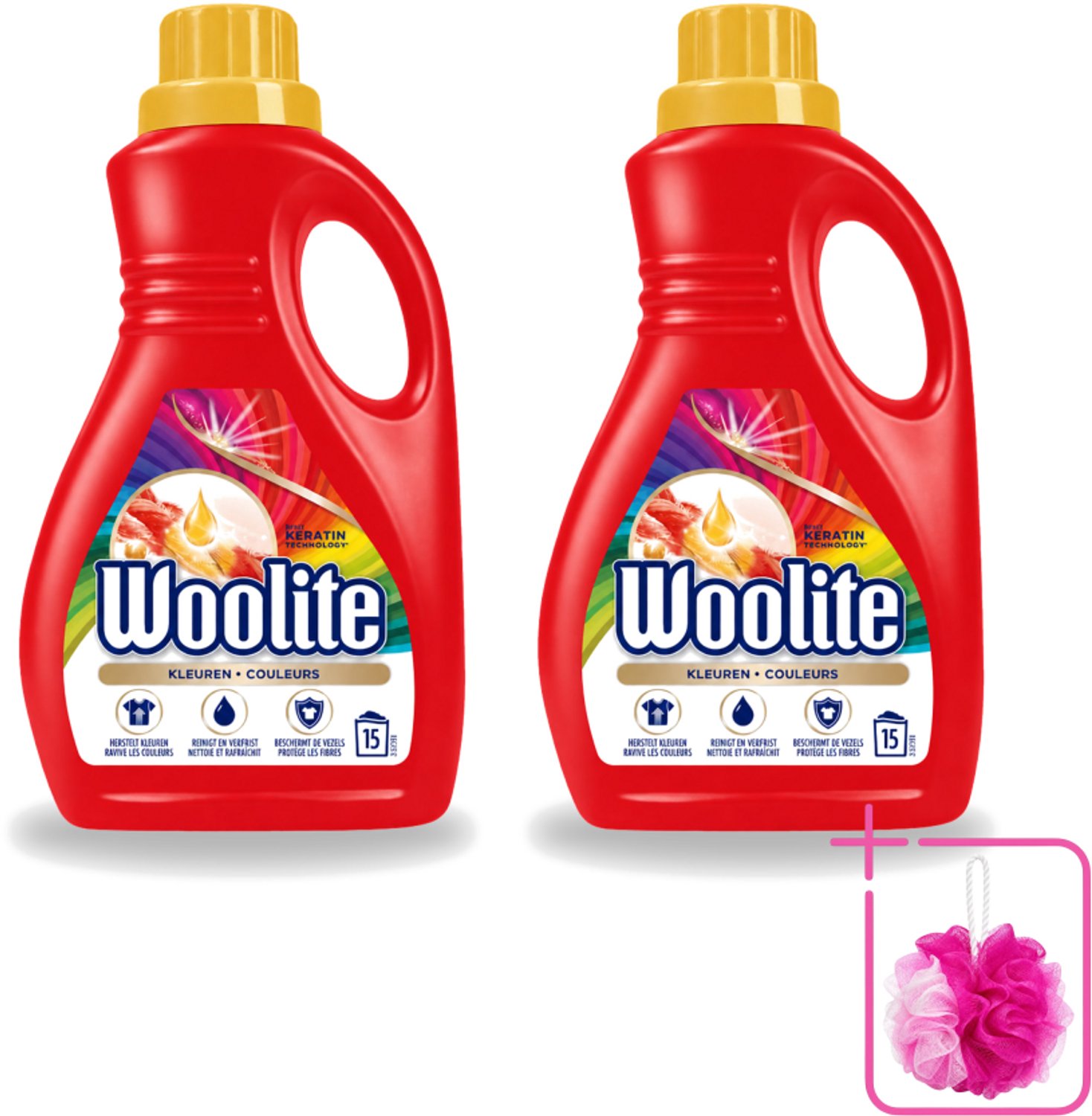 2 x Woolite Color - Vloeibaar Wasmiddel - Met Keratine - Gekleurde Was - 15 Wasbeurten - 0,9L - Bulkverpakking - Gekleurde was - Douchemop - Keratine wasmiddel