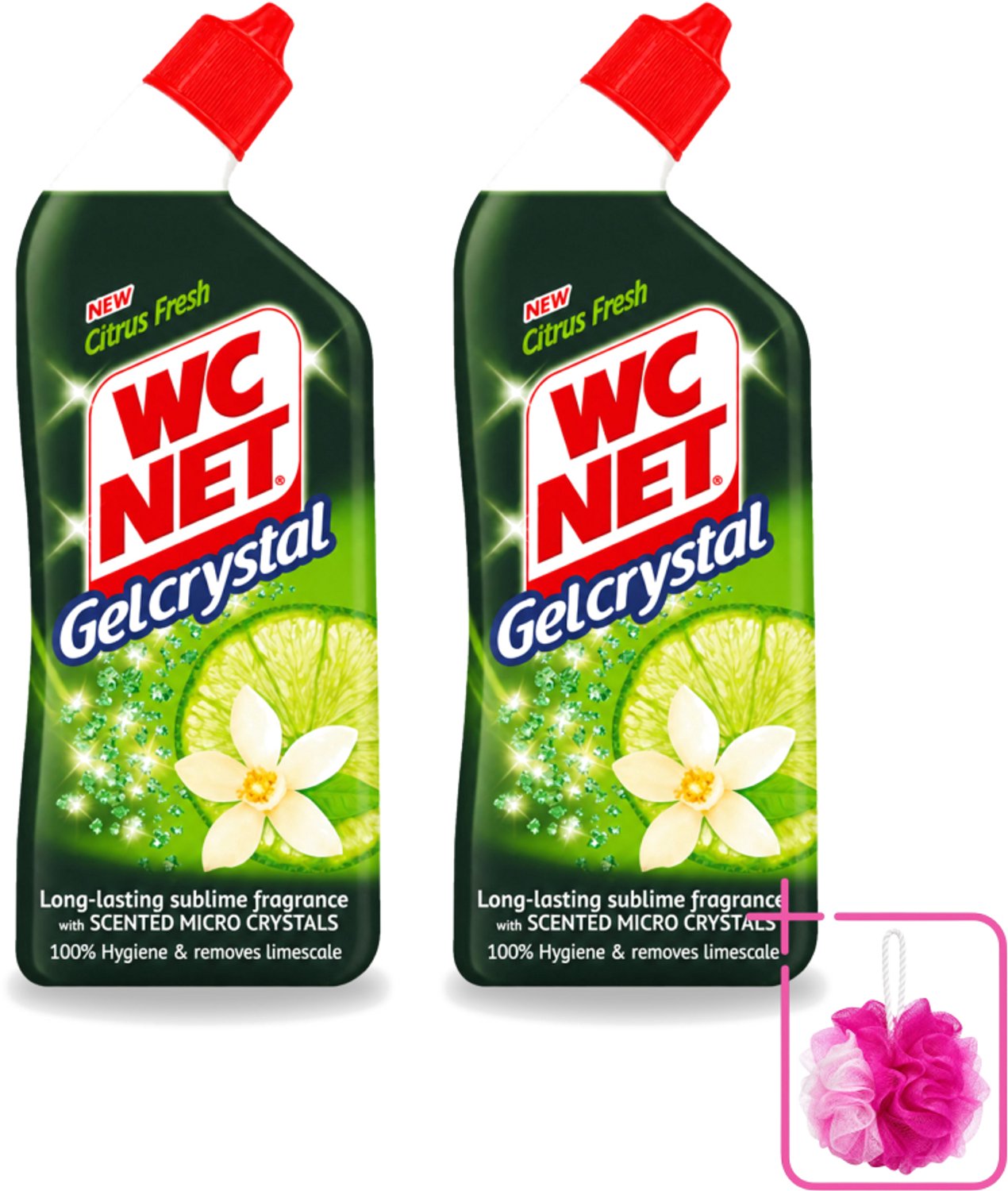 2 x WC Net - Toiletreiniger - Gel - Citrusgeur - Ontkalkt - 750ml - Bulkverpakking - WC net gel - Douchemop - Toilet reiniger