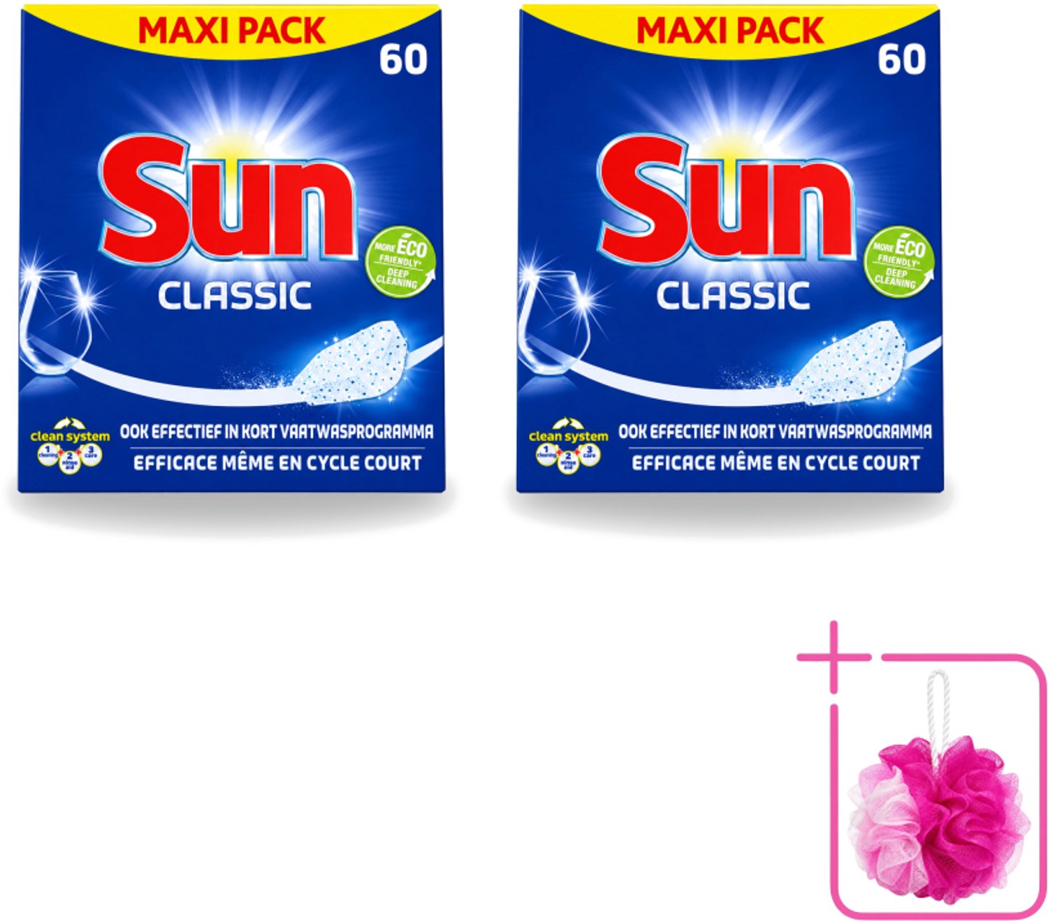 2 x Sun Classic - Vaatwastabletten - Eco - Voordeelverpakking - 60 Tabletten - Bulkverpakking - Vaatwastabletten - Douchemop - Vaatwasser