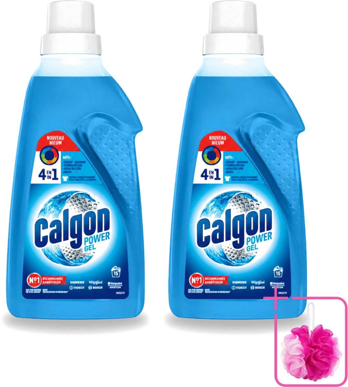 2 x Calgon - Wasmachinereiniger - Gel - Tegen Kalkaanslag / Wasmiddelresten / Geuren - 750 ml - 15 Wasbeurten - Bulkverpakking - Wasmachine reinigen - Douchemop - Kalkvrije wasmachine