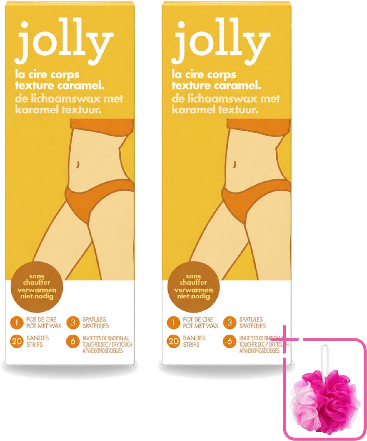 2 x Jolly - Lichaamswax - Karamel Structuur - 20 Strips - Bulkverpakking - Haar verwijderen - Douchemop - Lichaamswax
