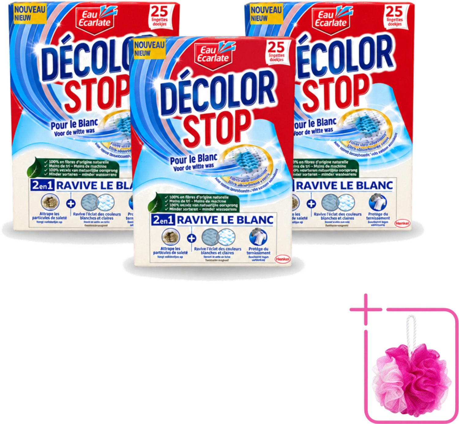 3 x Eau Eclarate - Sublim Blanc - Ultra Witmakend - 25 doekjes - Bulkverpakking - Wit textiel herstellen - Douchemop - Glans herstellen