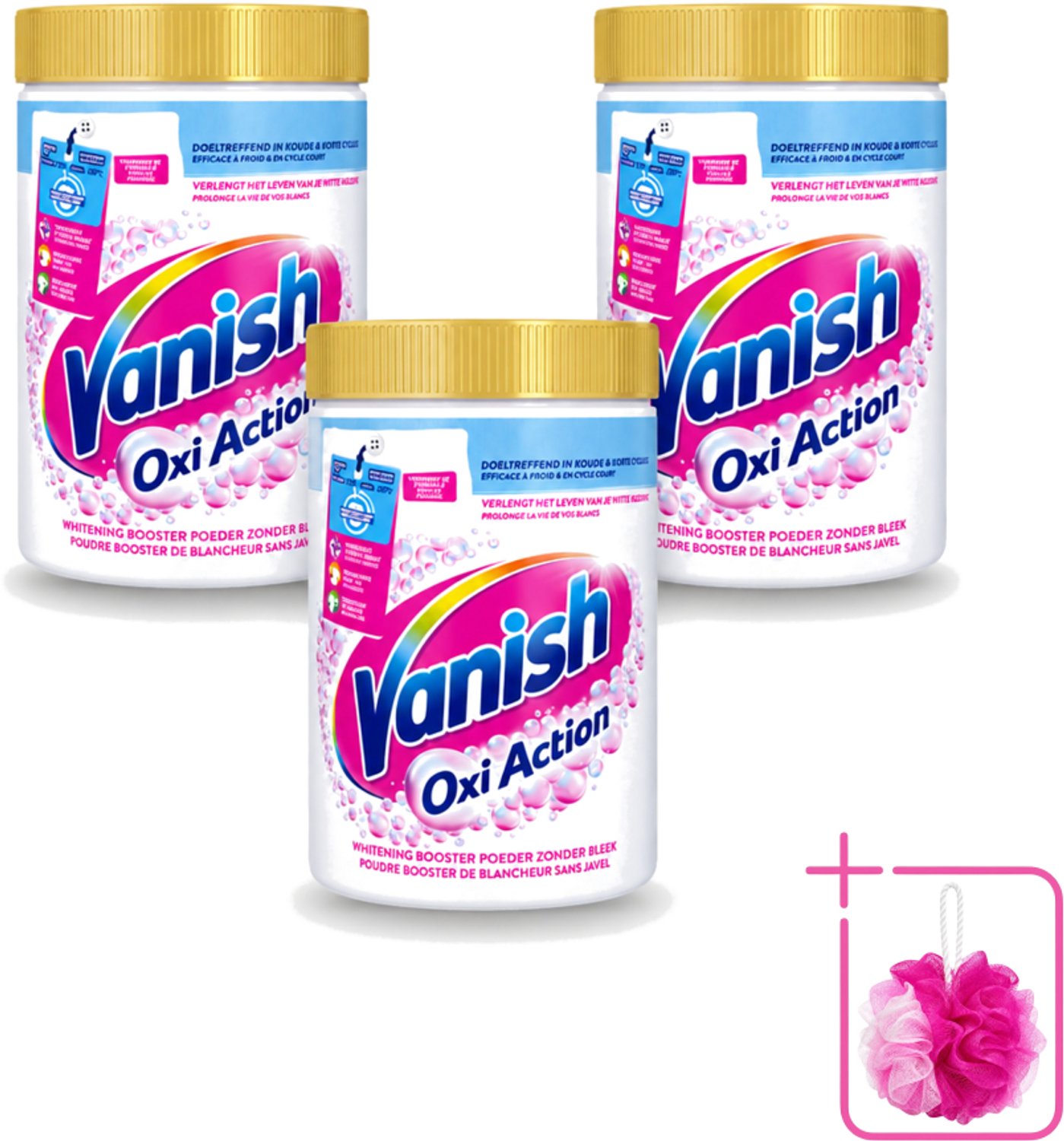 3 x Vanish Oxi Action - Vlekkenverwijderaar Poeder - Witte Was - 710 Gram - Bulkverpakking - Wit was - Douchemop - Vlekverwijderaar