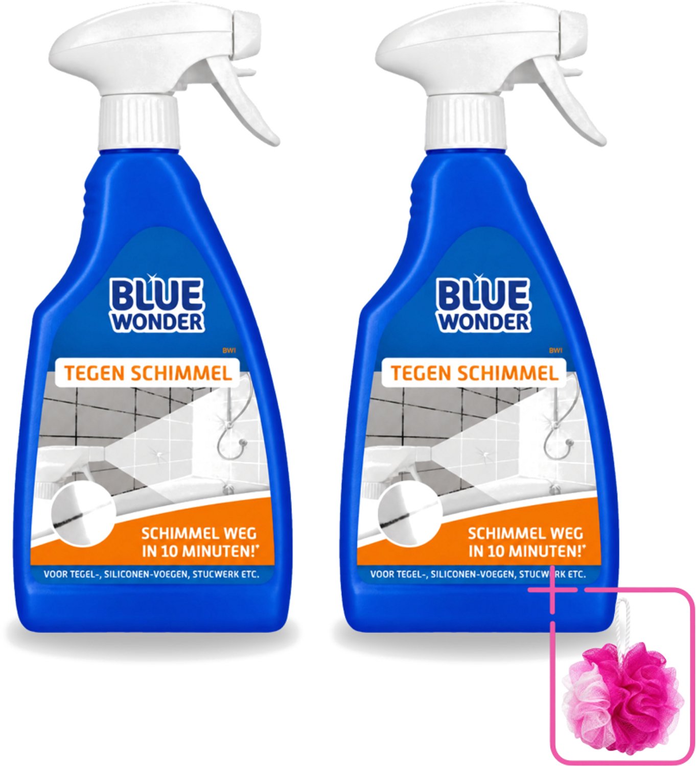 2 x Blue Wonder - Speciaalreiniger tegen Schimmel - Sprayfles - 500 ml - Bulkverpakking - Schimmel reinigen - Schimmel weg