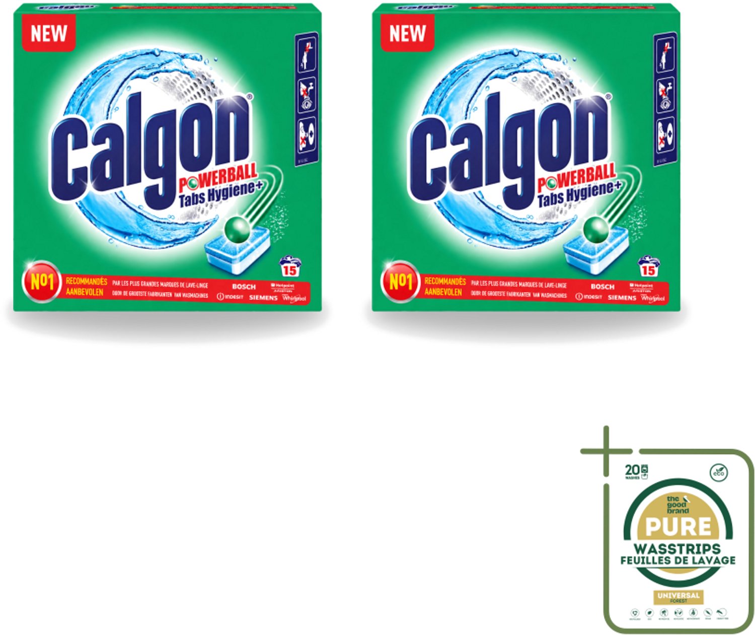 2 x Calgon - Wasmachinereiniger - Tegen Kalk - 15 Tabletten - Wasstrips - Wasmachine Reinigen - Kalkvoorkomen - Wasmachine Beschermen - Wasmachine Onderhouden - Wasmachine Tabletten