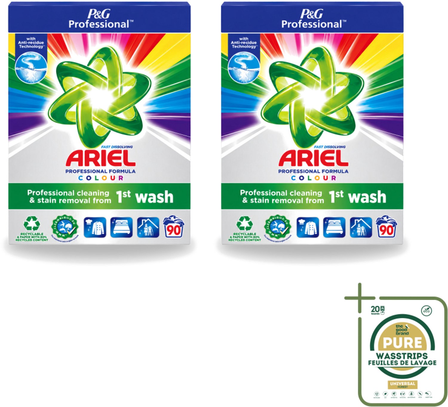 2 x Ariel Professional - Waspoeder - Gekleurde Was - 90 Wasbeurten - Wasstrips - Waspoeder Kleur - Waspoeder Voor Gekleurde Kleding - Waspoeder Voor Professionals - Waspoeder 90 Wasbeurten - Waspoeder 5 Sterren Reiniging