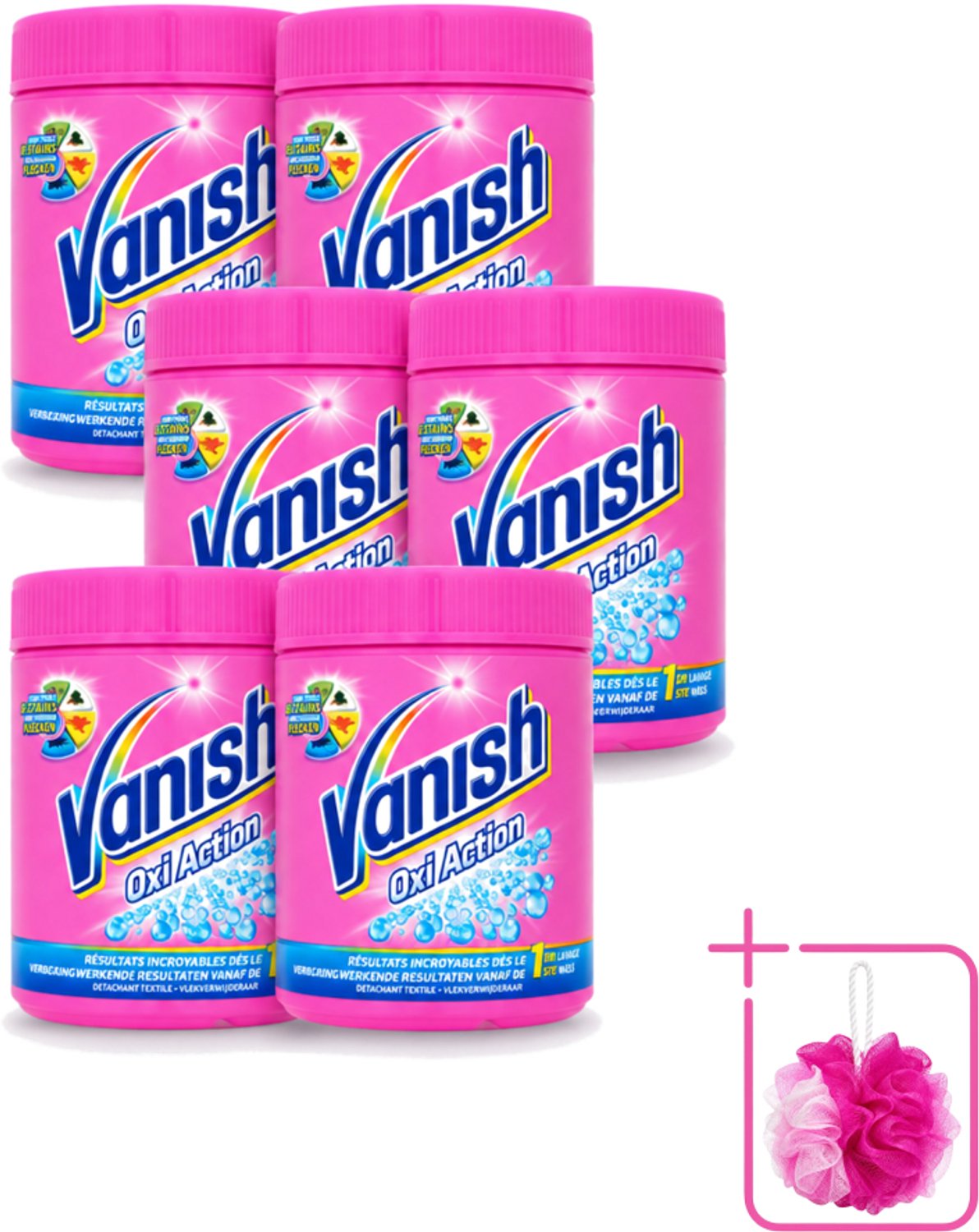 6 x Vanish Oxi Action - Vlekkenverwijderaar Poeder - Zonder Bleek - Gekleurde Was - 500 Gram - Bulkverpakking - Vlekverwijderaar - Douchemop - Gekleurde was