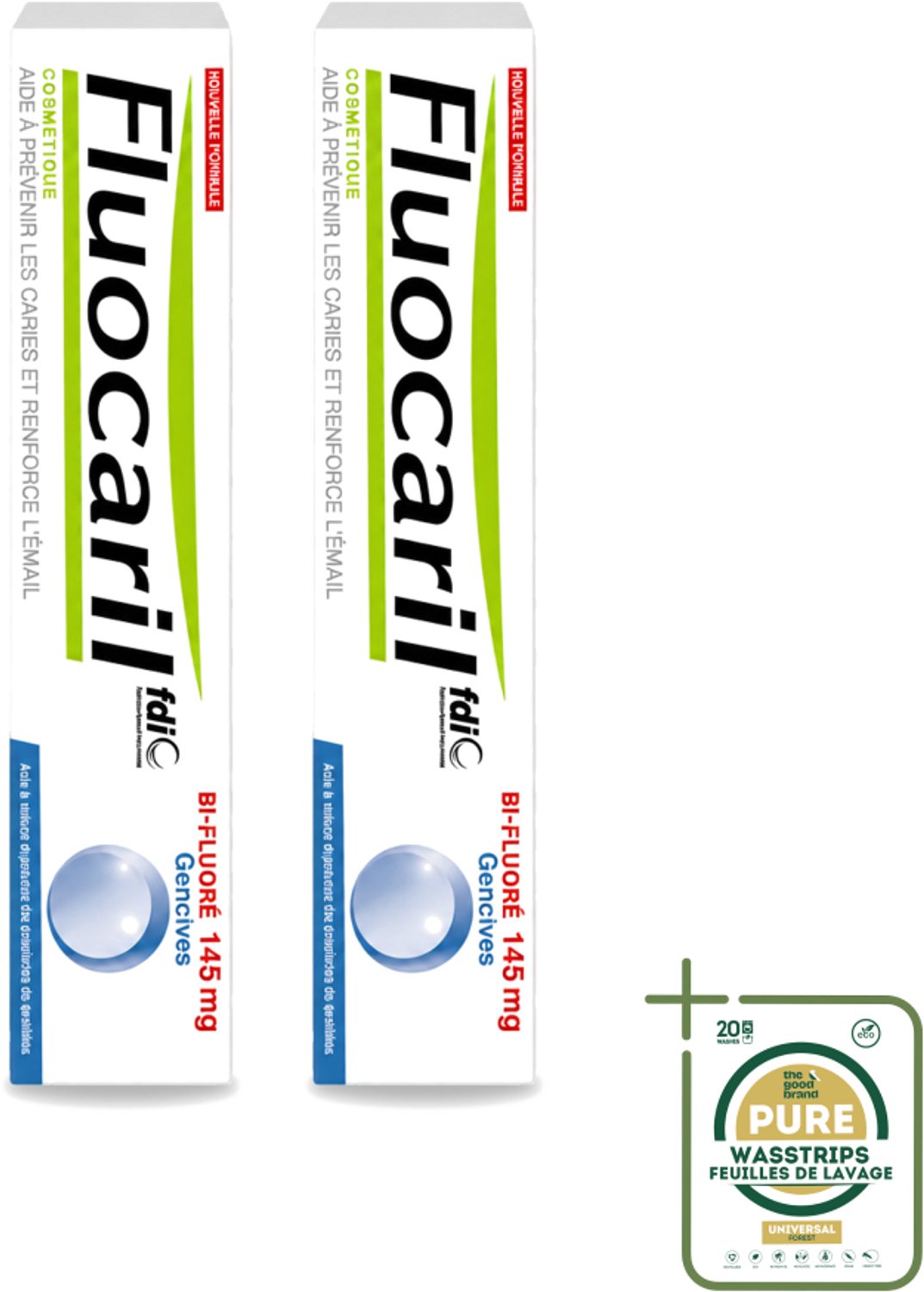 2 x Fluocaril - Tandpasta - Met Fluoride - 75 ml - Wasstrips - Fluoride Tandpasta - Tanden Beschermen - Gaatjes Voorkomen - Tanden Versterken - Bi-fluoride Tandpasta
