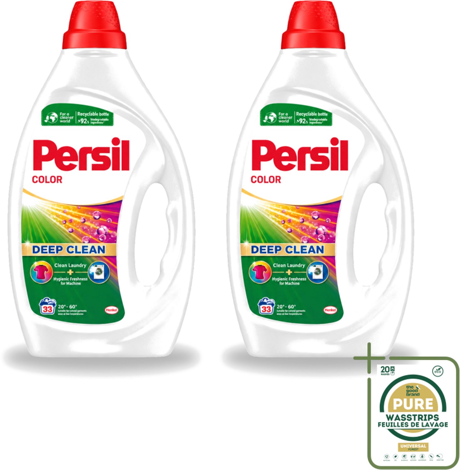 2 x Persil Color - Vloeibaar Wasmiddel - Gekleurde Was - 33 Wasbeurten - Wasstrips - Persil Color Gel - Vloeibaar Wasmiddel - Gekleurde Was - Vlekverwijdering - Wasmachine Frisheid