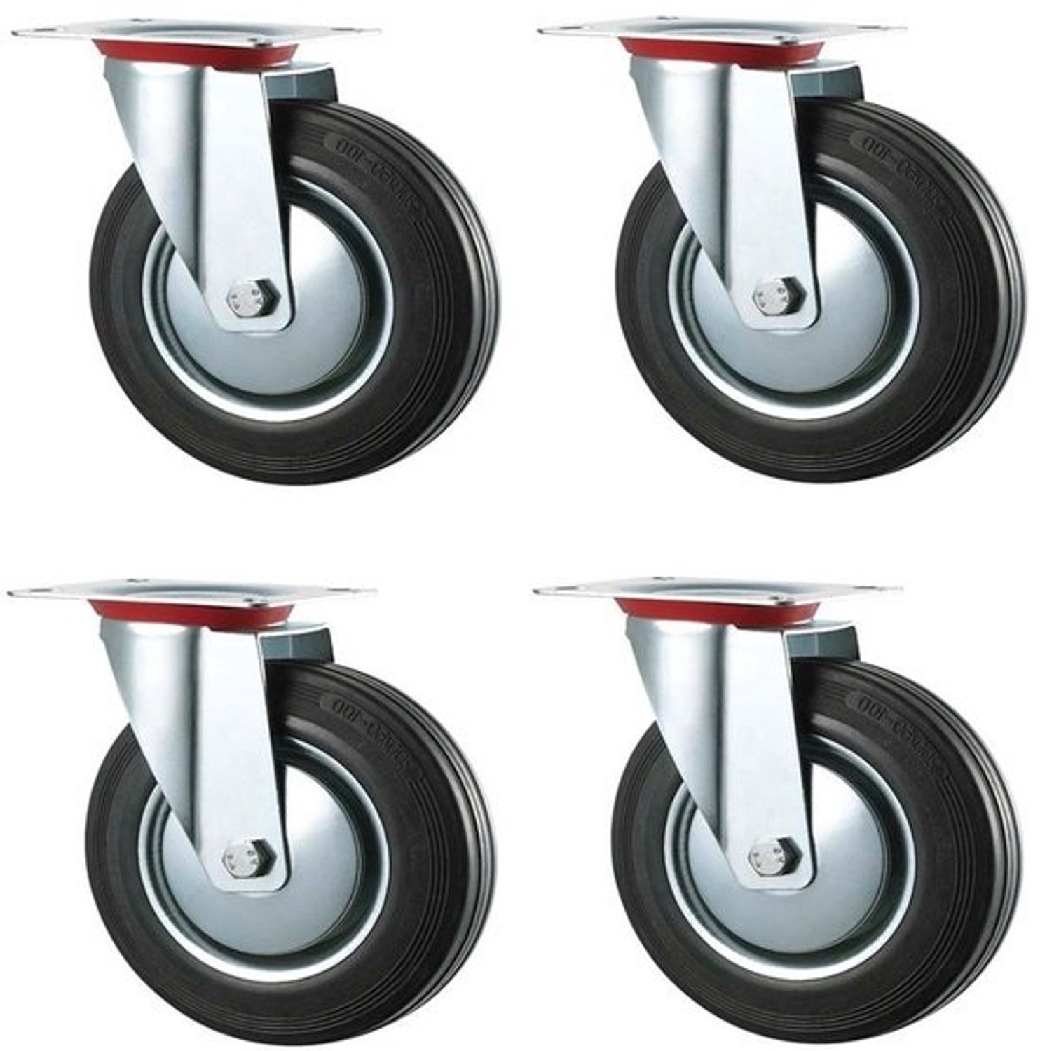 Industriële Wielen - Zwenkwielen Rubber - Apparaten Verplaatsen - Hoge Draagkracht - 125 mm Diameter - Zwart