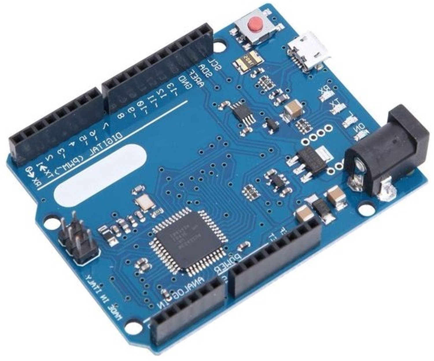 Ontwikkelbord Microcontroller - ATmega32u4 Board - Elektronische Projecten - Single-Chip USB Oplossing - 69 x 53 mm - Blauw