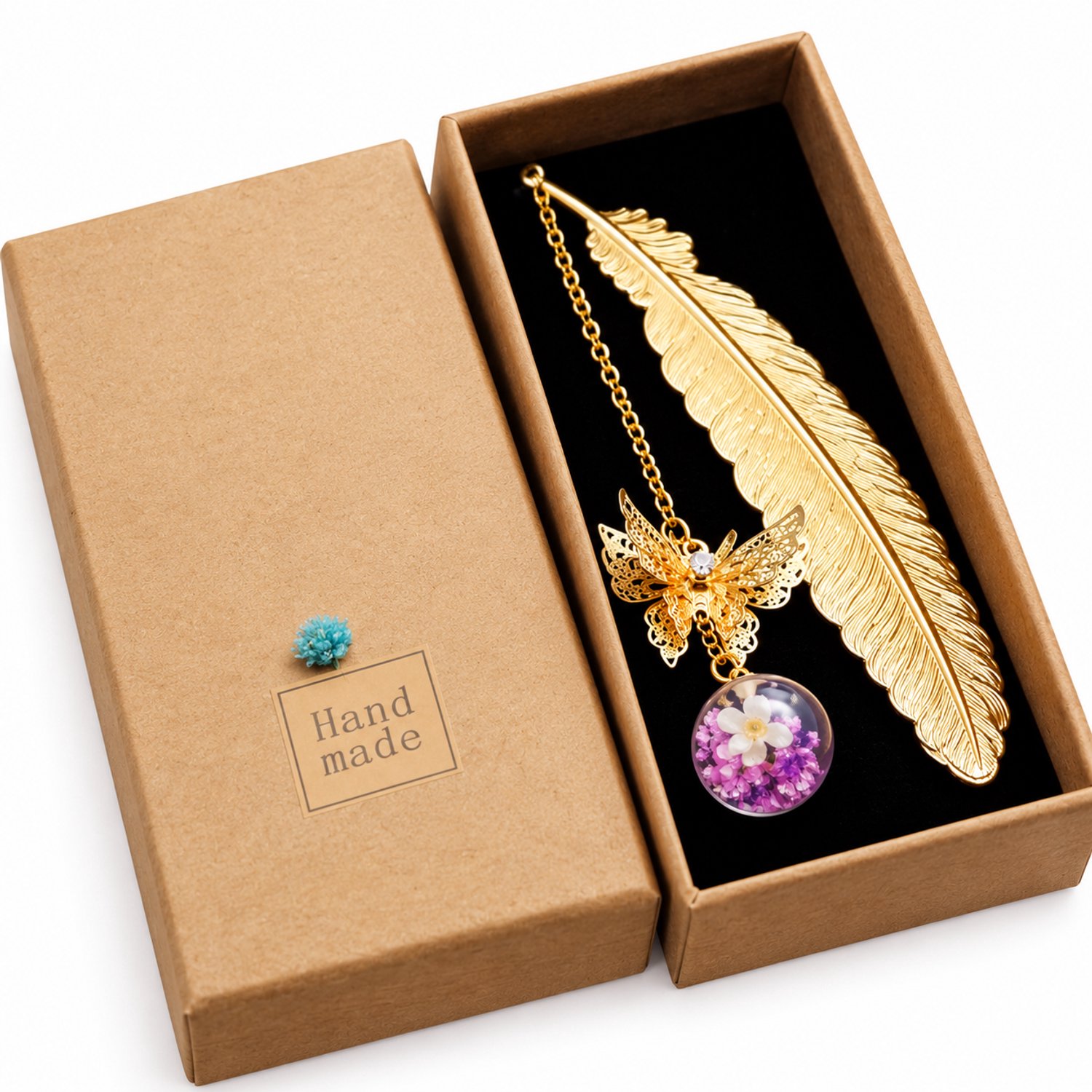 Nina’s Giftshop® Gouden Veer Boekenlegger – Metalen Bladwijzer – Luxe Geschenkdoosje – Cadeau voor Boekenliefhebber – Cadeau voor Haar & Hem