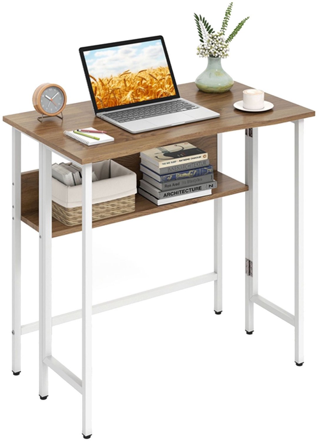 SureDeal® - Bureau - Opklapbaar - Opbergvak Computerbureau Hout - 80x47x76 cm - Naturel