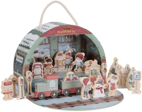 Little Dutch Adventskalender 2026 - 24 Verrassingen om een Compleet Treinstation te Bouwen - Adventkalender - Geschenkset - Cadeaudoos - Geschenkdoos - Giftset Kind - Aftelkalender voor Kinderen - Speelgoed vanaf 2 jaar - Little Dutch Speelgoed Trein
