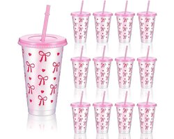 Plastic Football Cups with Lid and Straw, Reusable Plastic Plastic Cups, Reusable Kids Cup, Bulk Party Drinking Cups - ShopVlot
