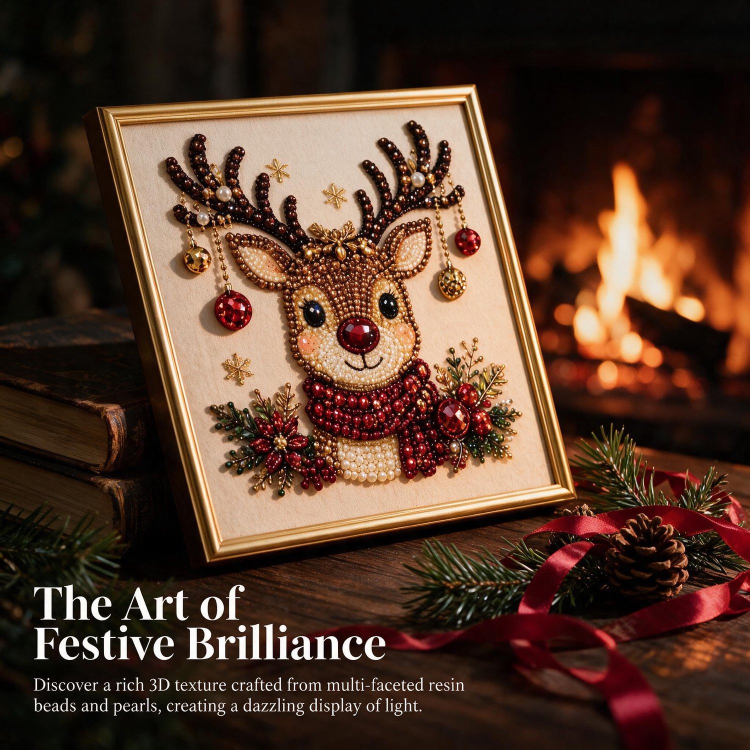 Kerst DIY parel schilderen art kits - met frame - creatief decor - ideaal voor de feestdagen - Vemera