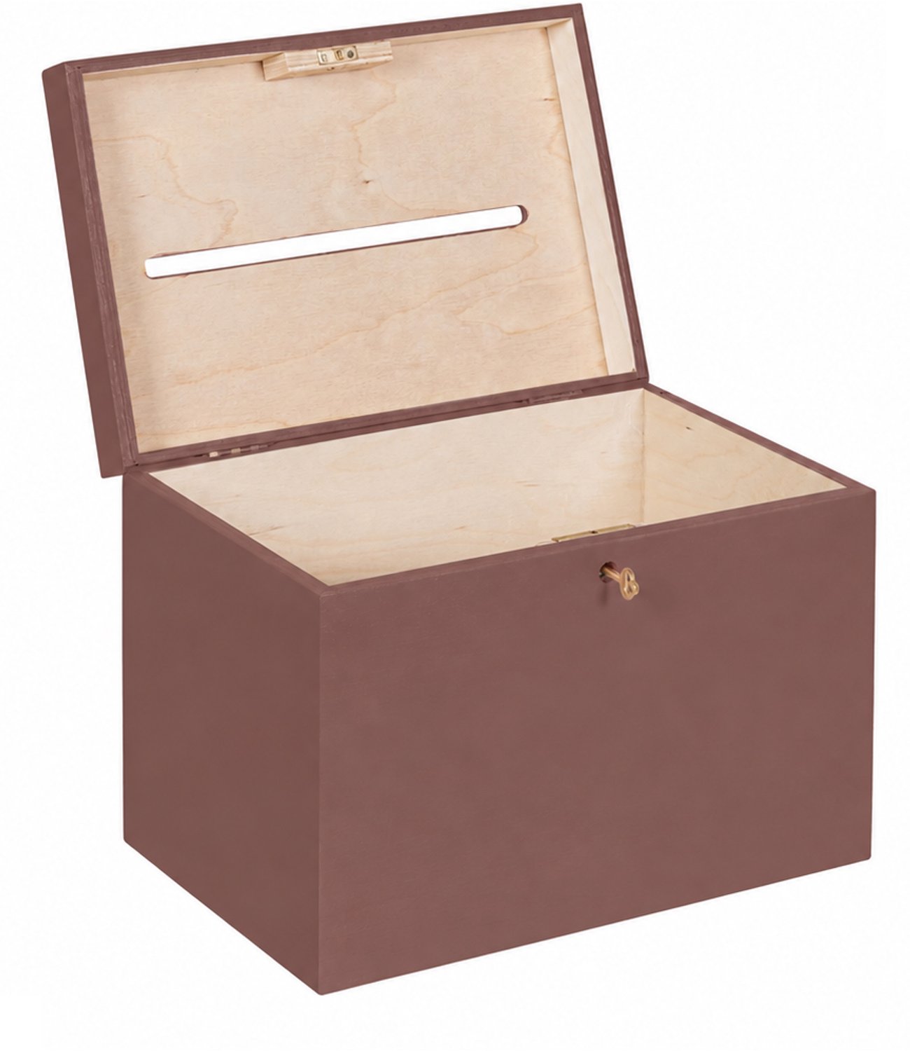 HAUDT® Enveloppenkist met slot BAS Merlot - 29 x 20 x 21 cm - houten kist met slot - incl. koperen sleutel - bruine opbergkist