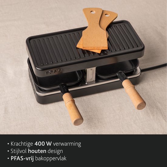 BOSKA Gourmet Party Mini – Gourmetstel voor 2 Personen - 420W Gourmetstel - Beukenhout — afbeelding 3