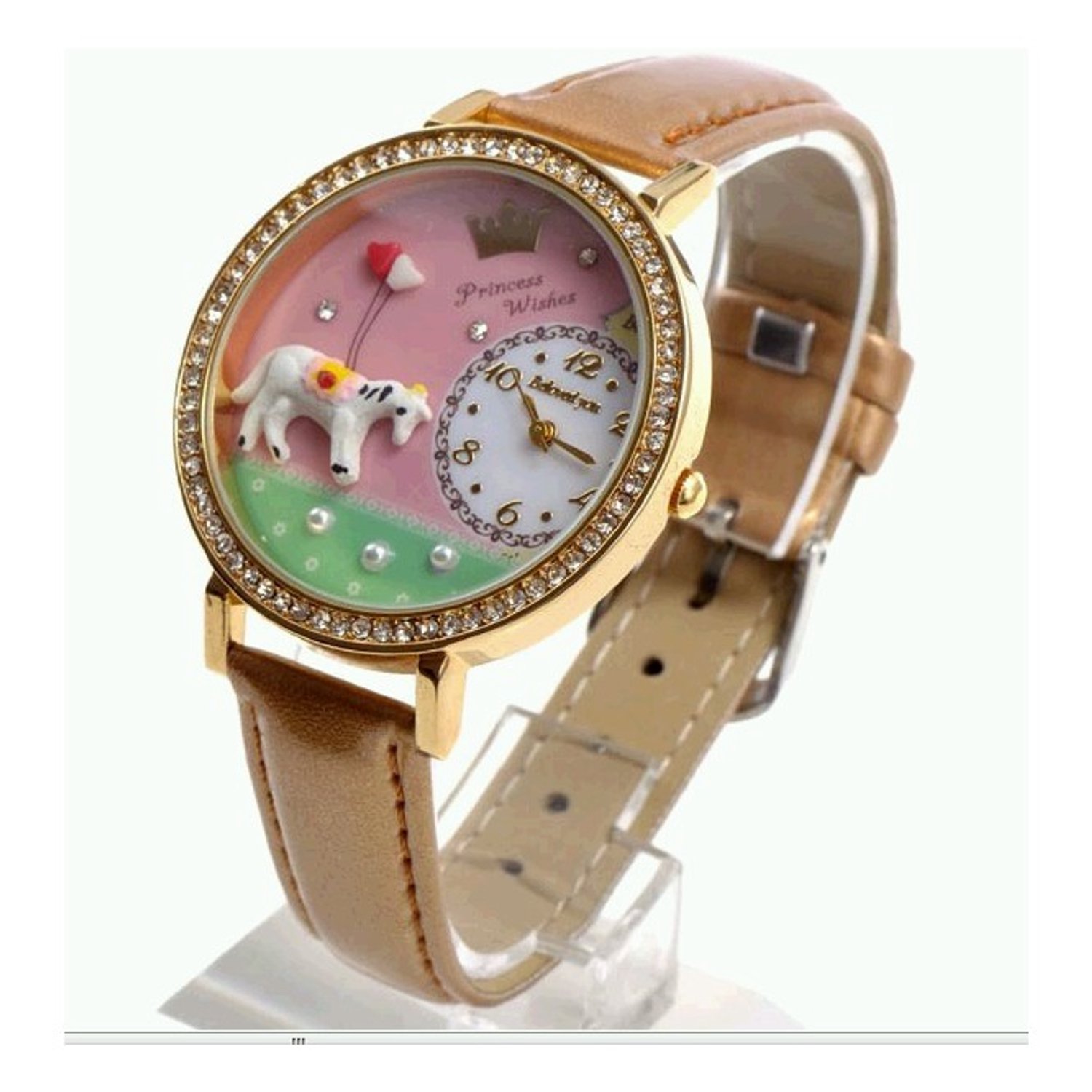 Hetty's - Bijzonder horloge - 3D paard - Zirconia's -Maat 40 mm