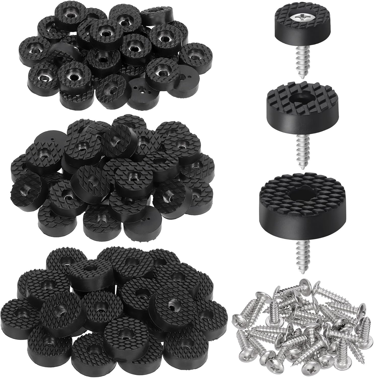 Meubelpads 24mm Rond - Zwart Rubber - Met Schroeven - Beschermt Houten Vloeren - ShopVlot