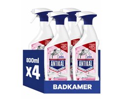 Antikal Fresh Badkamerreiniger Anti-Kalk Spray – 4 x 800 ml – Verwijdert Kalkaanslag – Tegen Nare Geurtjes