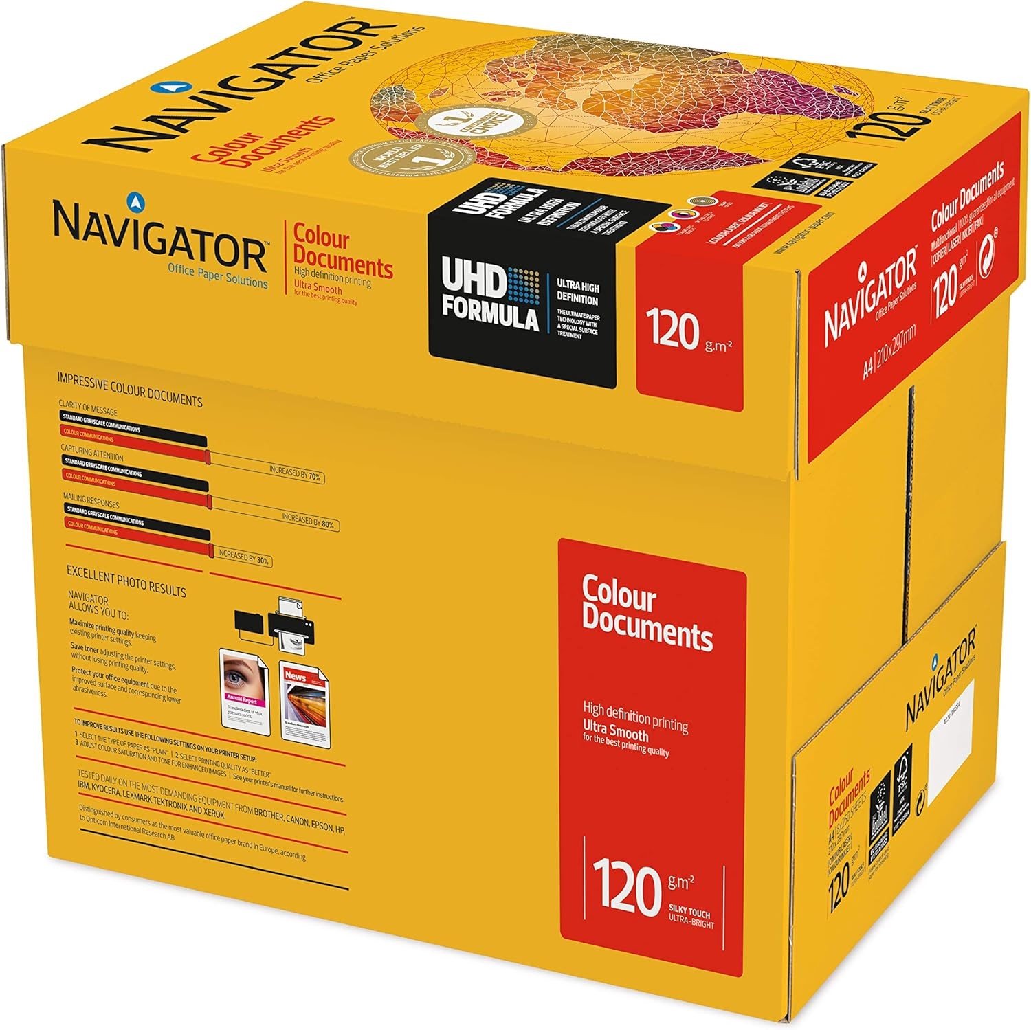 Papier A4 - Wit - 8 x 250 vellen - 120 g/m² - Voor Inkjet en Laserprinters