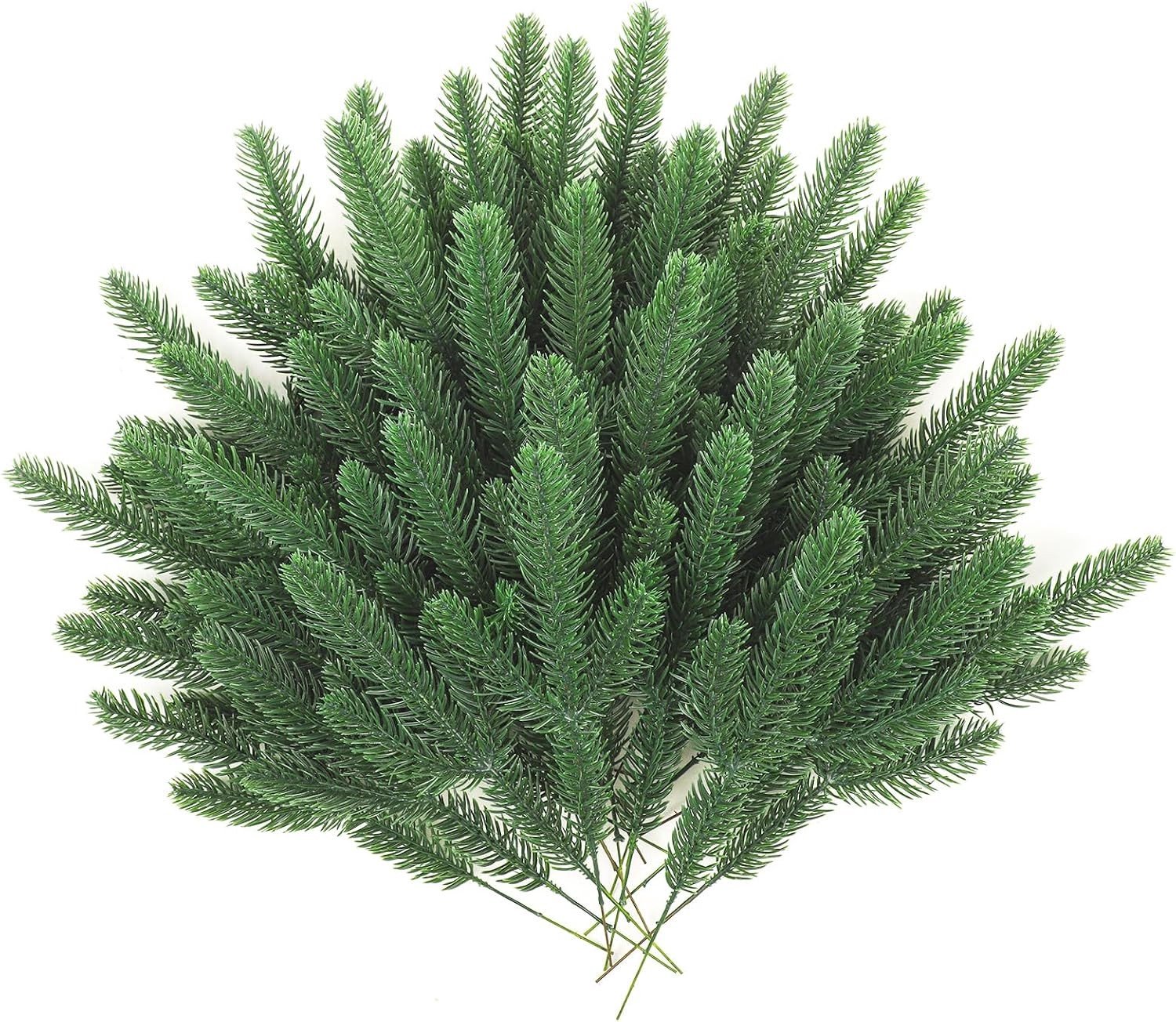 Kunstmatige Dennentakken - Donkergroen - 26 cm - Kunststof en Metalen Draden - Voor Decoratie en Knutselen