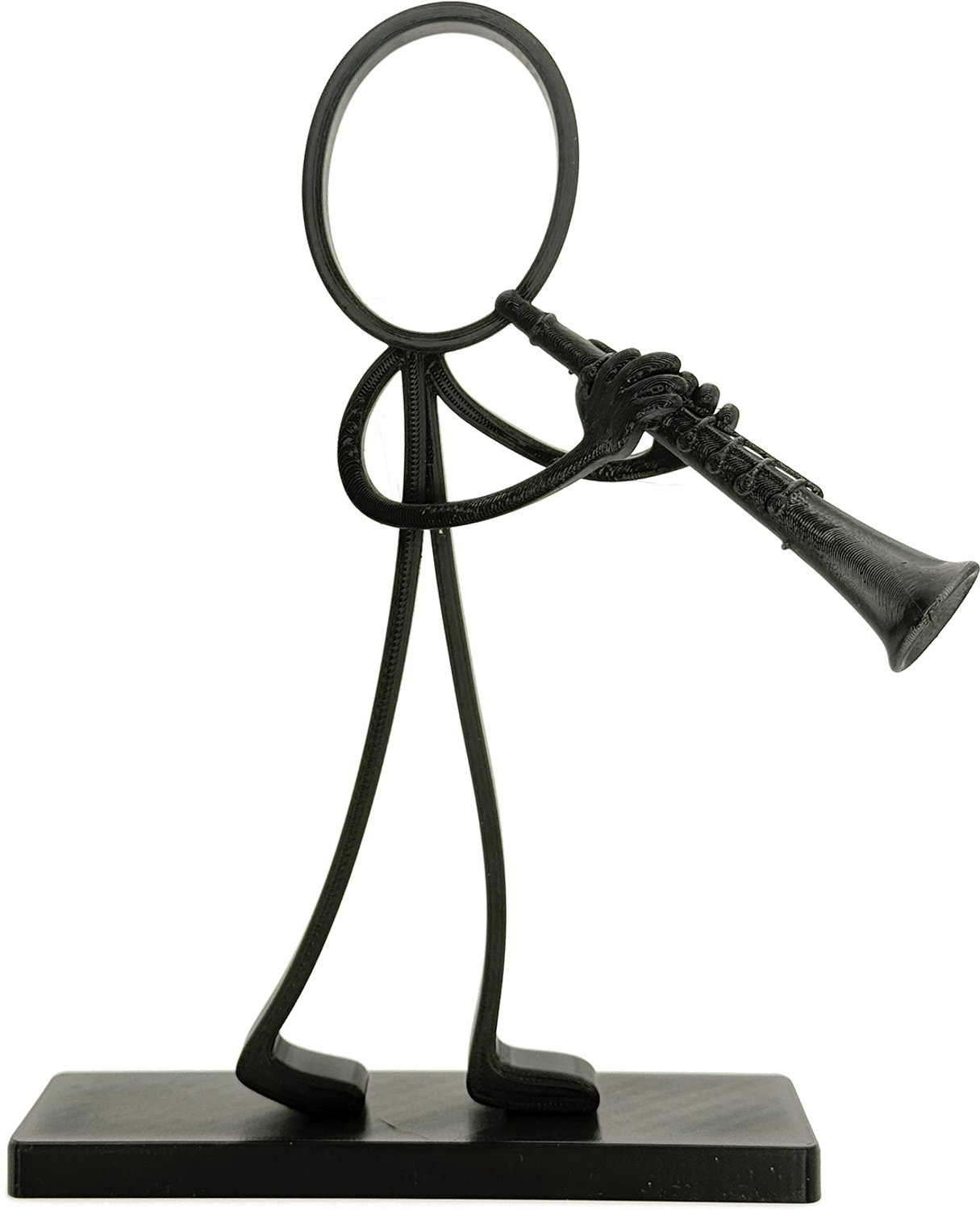 Stickyman Klarinettist - zwart - 1 cm voetstuk - 21 cm hoog
