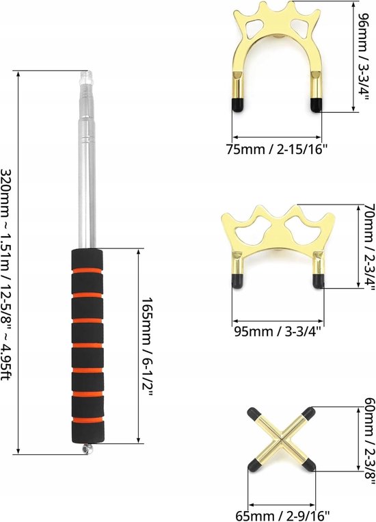 Uitschuifbare Biljartkeu Steun Telescoop 35-150cm met Messing Voetstukken — afbeelding 5