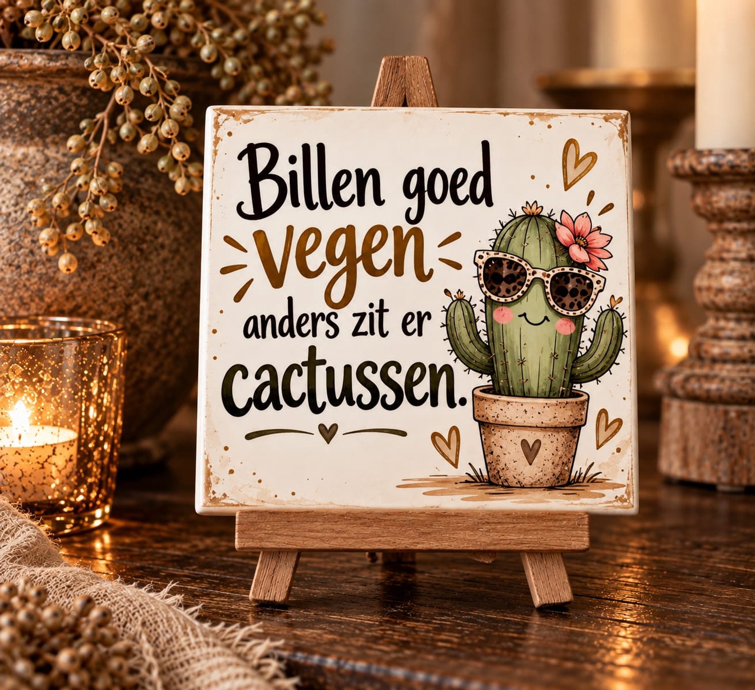 Spreuk tegeltje -Tegeltje met tekst - Humor tegeltje - Tegeltje met tekst Billen goed vegen anders zit er cactussen