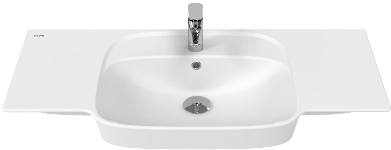CREAVIT Saily wastafel - 100x45cm - 1 kraangat - Glanzend wit