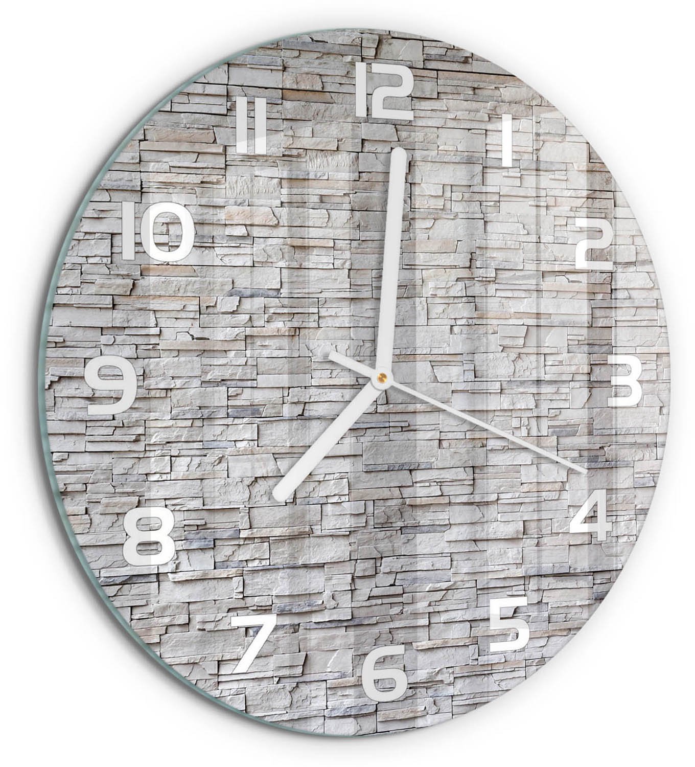 TULUP Wandklok - Zee Wandklok Glas Met Motief - fi30 cm - Blauw Decoratieve Glazen Klok - Witte handen - Ronde Klok - Gekleurde Glazen Klok - Glazen Klok Met Print