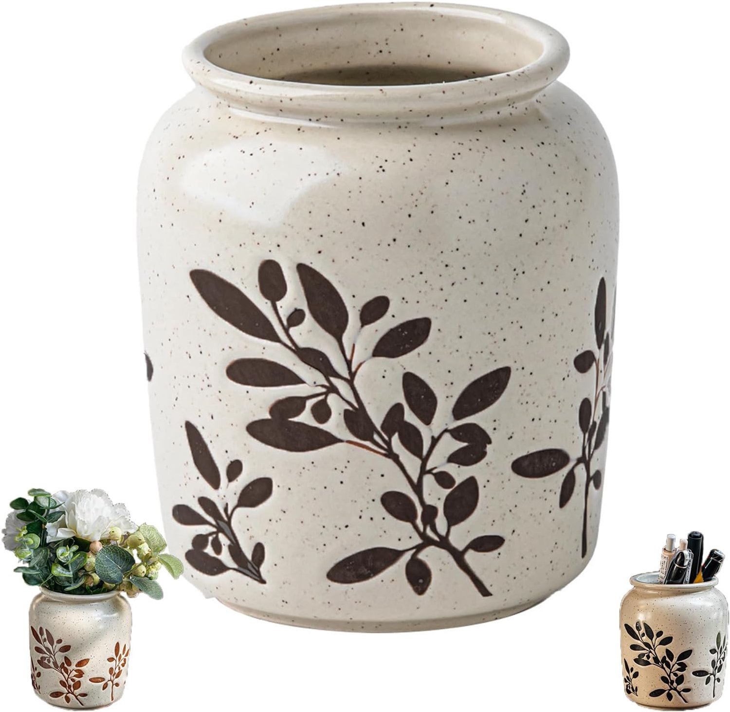 Bloemvaas Keramiek Vintage - Chinoiserie Bloemenontwerp - Unieke Textuur - Perfect voor Woondecoratie - ShopVlot