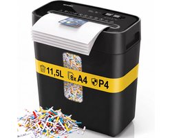Sencision Papierversnipperaar voor Thuis - P4 Cross-Cut tot 8 Vellen - Versnipperaar voor Papier - Papiervernietiger - 11,5L - Incl. Olievellen - Zwart