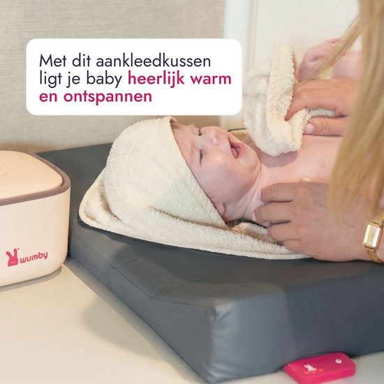 Wumby® Verwarmd Aankleedkussen + Billendoekjesverwarmer - Charcoal en White — afbeelding 2