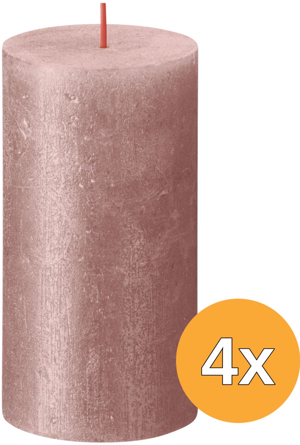 Bolsius Stompkaarsen Shimmer 4 st rustiek 130x68 mm roze