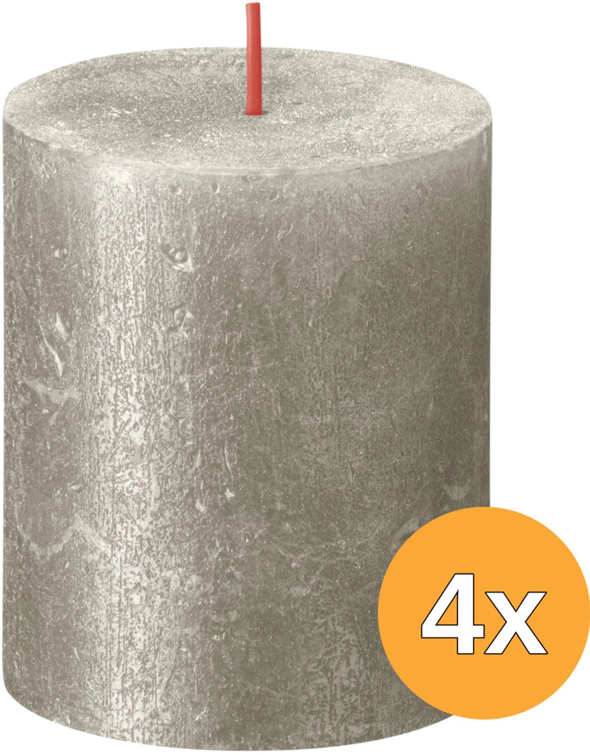 Bolsius Stompkaarsen Shimmer 4 st rustiek 80x68 mm champagnekleurig