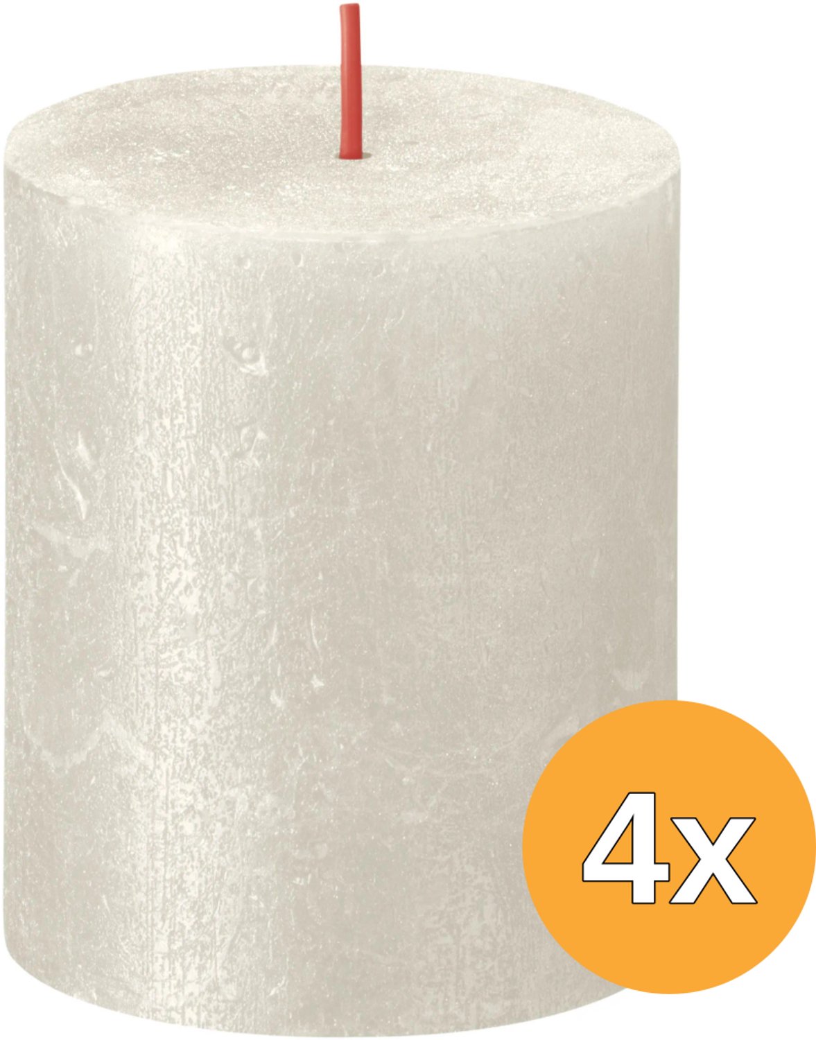 Bolsius Stompkaarsen Shimmer 4 st rustiek 80x68 mm ivoorkleurig