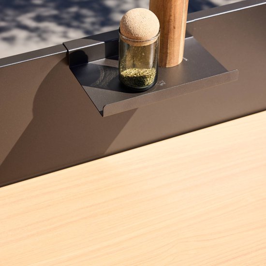 sweeek - Buitenkeuken module 1 plank klein plankje staal en houtdecor l80cm - milos van Sweeek — afbeelding 3