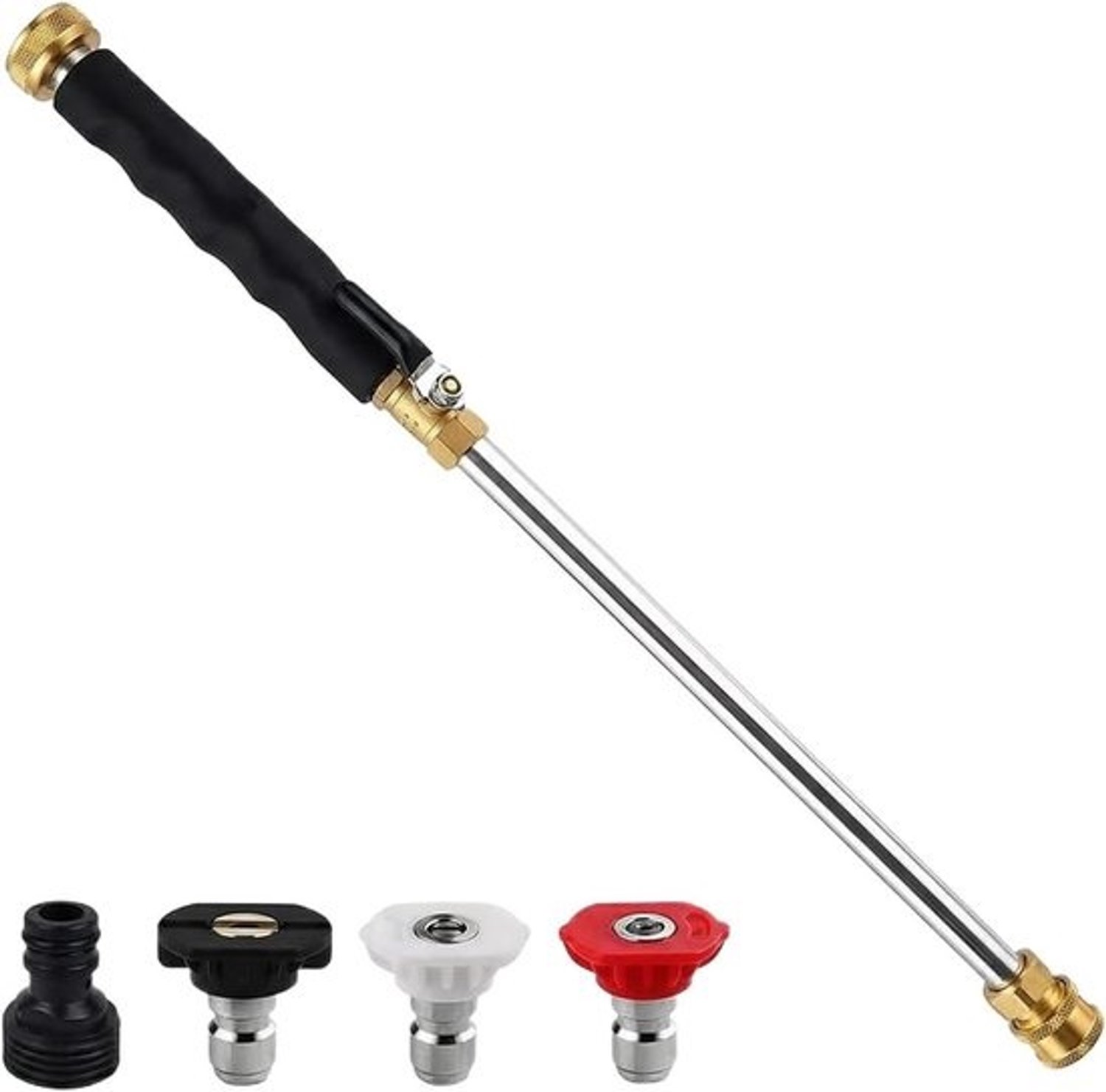Hogedrukspuit - Slangversterker - Terras Reinigen - Messing Connector - 44 cm - Zwart