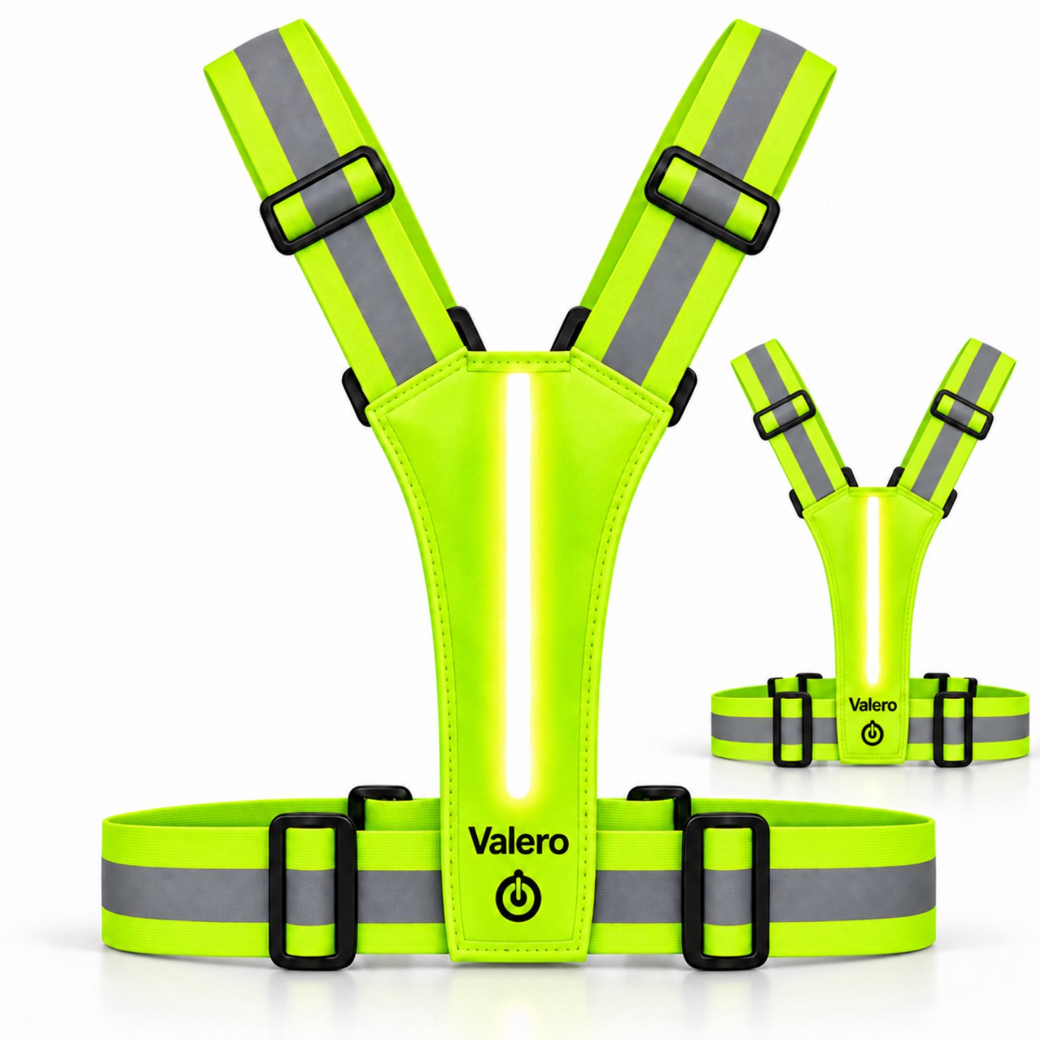 Valero® LED Hardloopvest met Verlichting – Reflecterend Veiligheidsvest met Grote Witte LED Voorzijde – Hardloopverlichting voor Hardlopen, Fietsen & Wandelen – Batterij – One Size