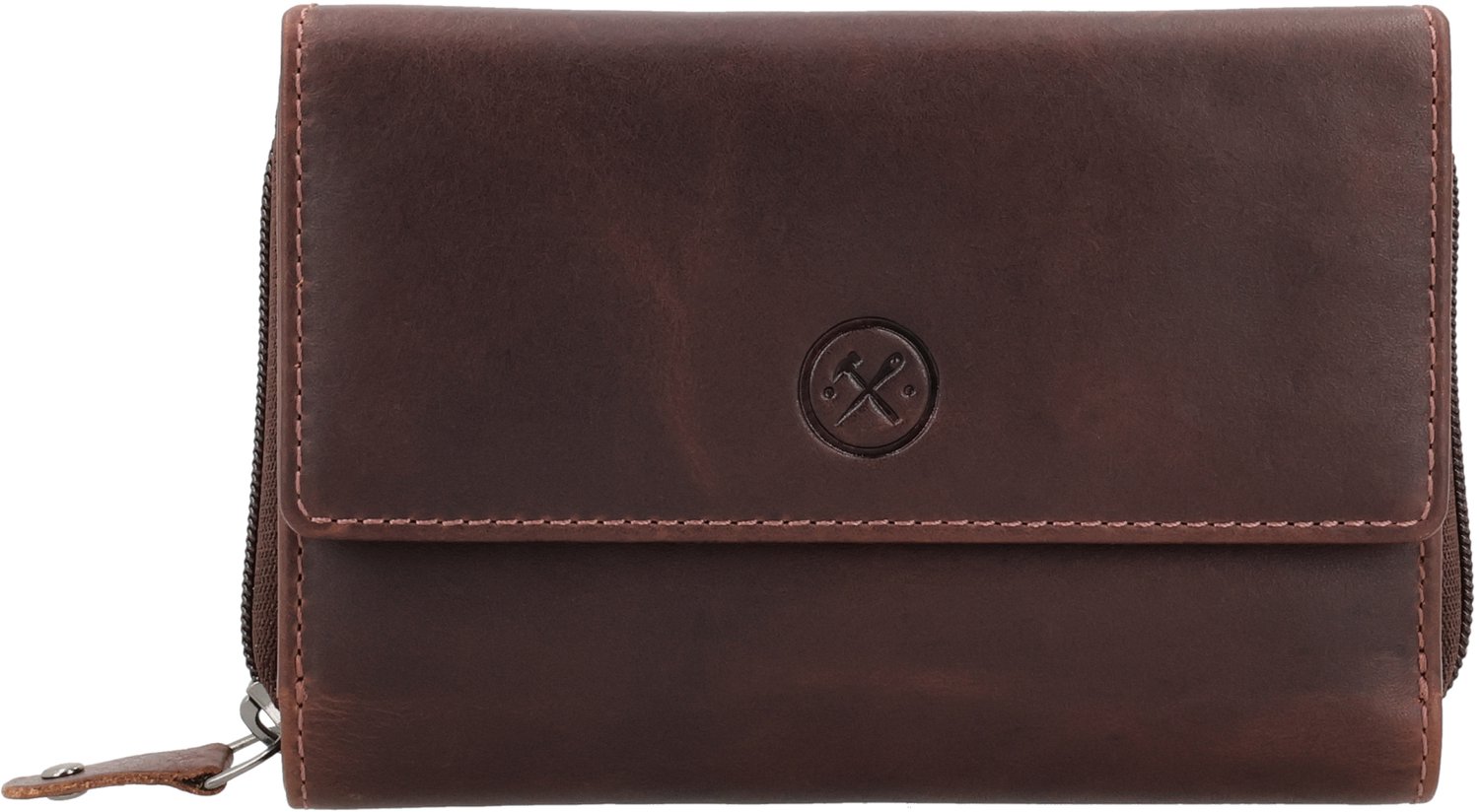 Hide & Stitches Japura Dames Overslagportemonnee - Donkerbruin