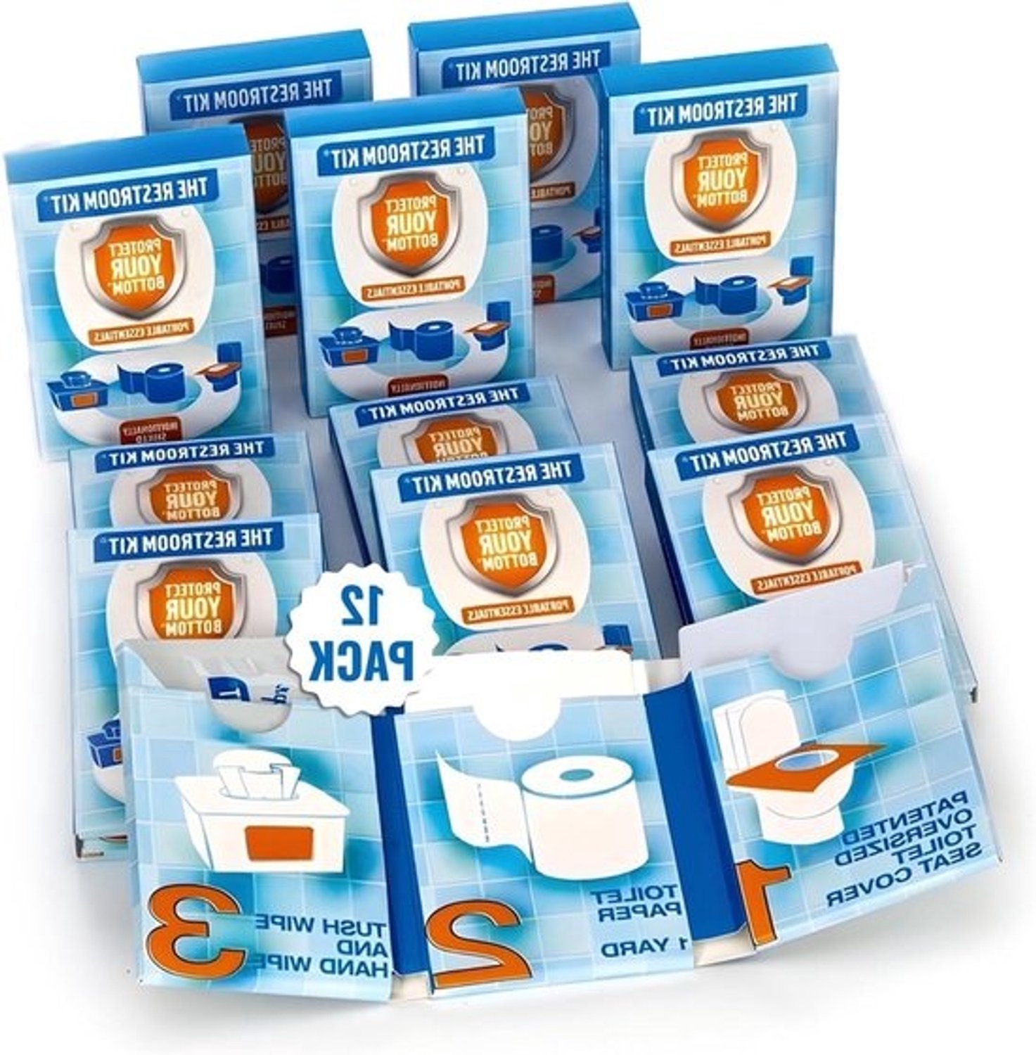 Wegwerp Toiletset - Reis Toilet - Hygiënisch Onderweg - Extra Grote Hoes - 12 Stuks - Blauw