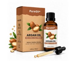 PureOil – Argan Olie – 100ml – Koudgeperst & Hexaanvrij – 100% Puur, Natuurlijk & Vegan – Arganolie Voor Haar | Huid | Gezicht | Scalp | Wimpers | Wenkbrauwen | Nagels | Massage - Haarolie - Massage Olie