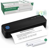Impressora Térmica® - Draadloze thermische printer - Mini Printer voor Mobiel/Tablet/Laptop - 304 DPI - Pocket Printer - USB/USB-C - Thuis/School/Onderweg - Inclusief twee rollen thermisch papier - Zwart