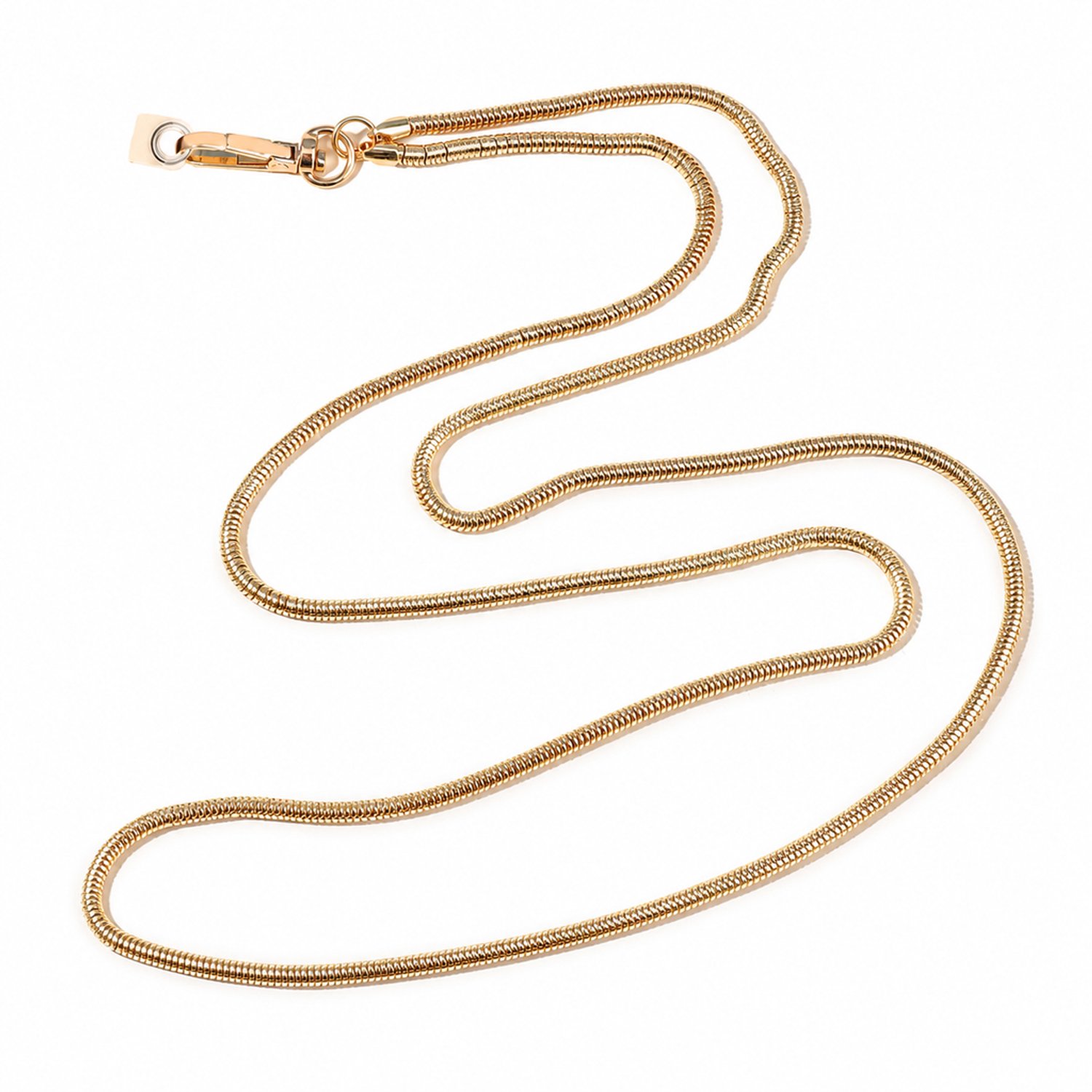 Telefoonkoord van 125 cm - goudkleurige metalen slangenketting van 4.2 mm, 49 g, met metalen sluiting, voor crossbody- en nekgebruik, afzonderlijk verpakt